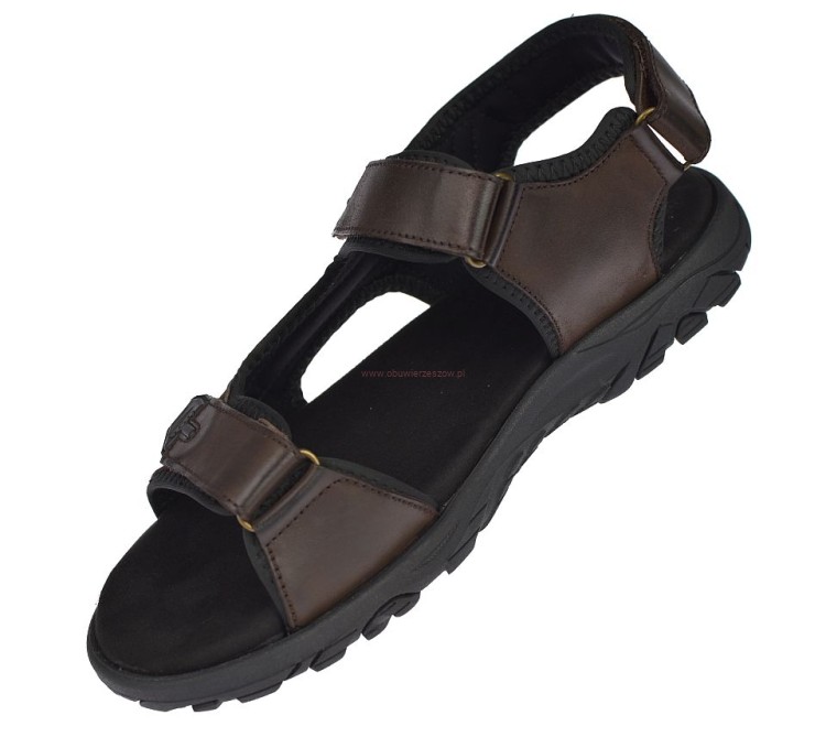 sandały męskie brązowe na rzepy American Club CY145