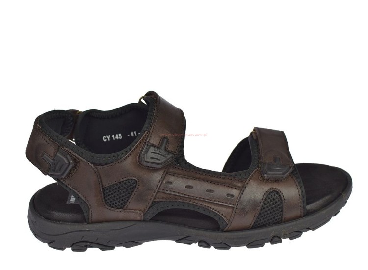 sandały męskie skóra naturalna CY145 regulacja rzepów
