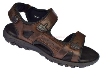 sandały męskie skórzane brązowe American CY145