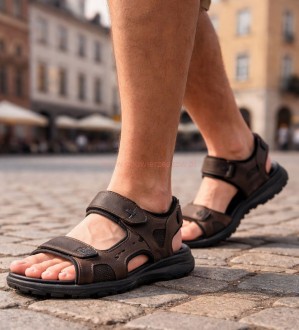 Sandały męskie skórzane na rzepy American