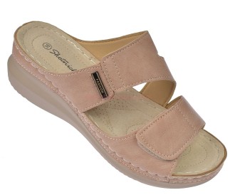 skórzana wkładka klapki damskie różowe komfort chodzenia