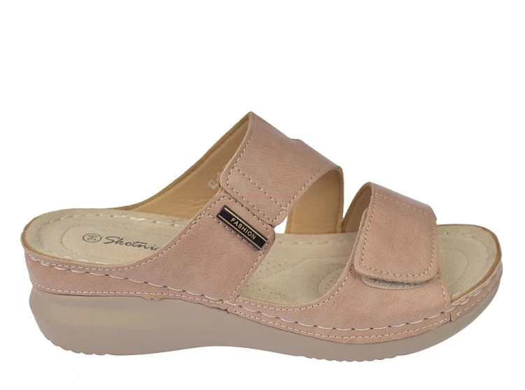 klapki damskie różowe na koturnie Skotnicki KL-3-Y134 widok z boku