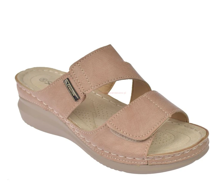 Skotnicki KL-3-Y134 klapki damskie na koturnie 5 cm skórzana wkładka