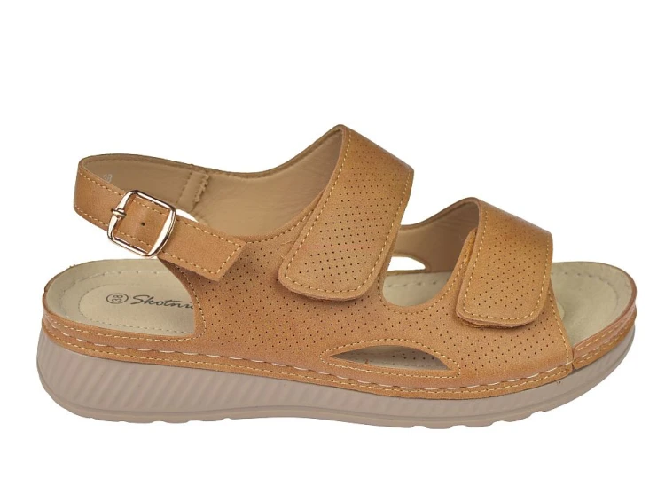 sandały damskie eko skóra camel Skotnicki S-3-Y137