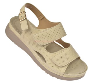 sandały damskie beżowe na rzepy regulowane Skotnicki
