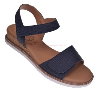 sandały damskie na rzep granatowe widok boczny