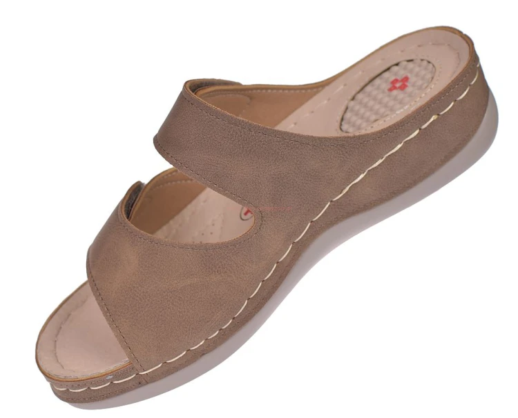 klapki medyczne damskie brązowe rzepy profilowane