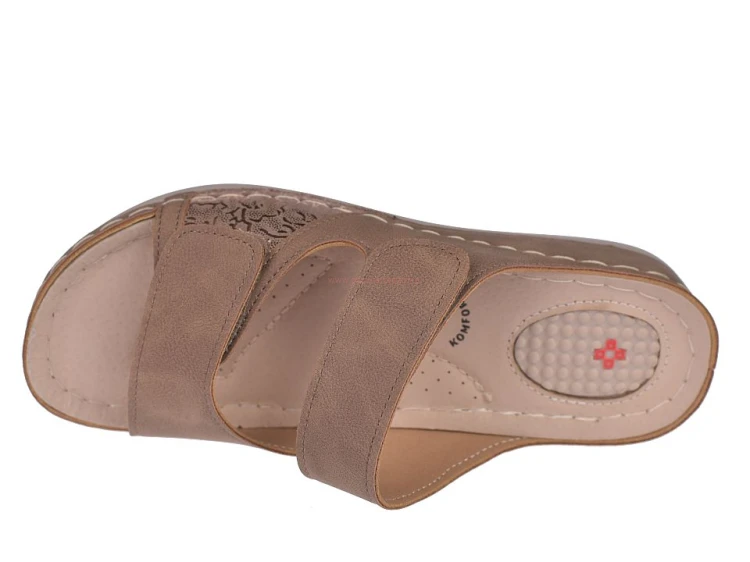 klapki sanitarne damskie brązowe amortyzacja pięty