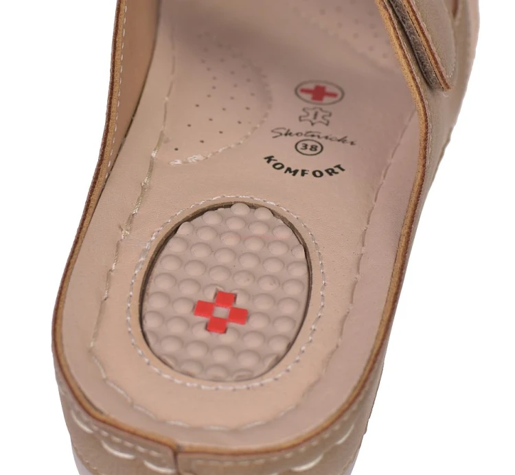 klapki damskie zdrowotne brązowe widok wkładki na ostrogi