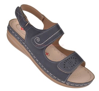 sandały damskie zdrowotne Skotnicki 3015 navy na rzepy