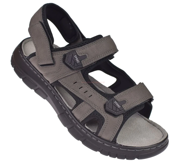 sandały męskie paski na rzepy skórzana wkładka