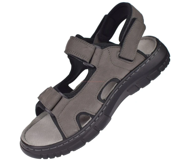sandały męskie na rzepy Skotnicki szare bok