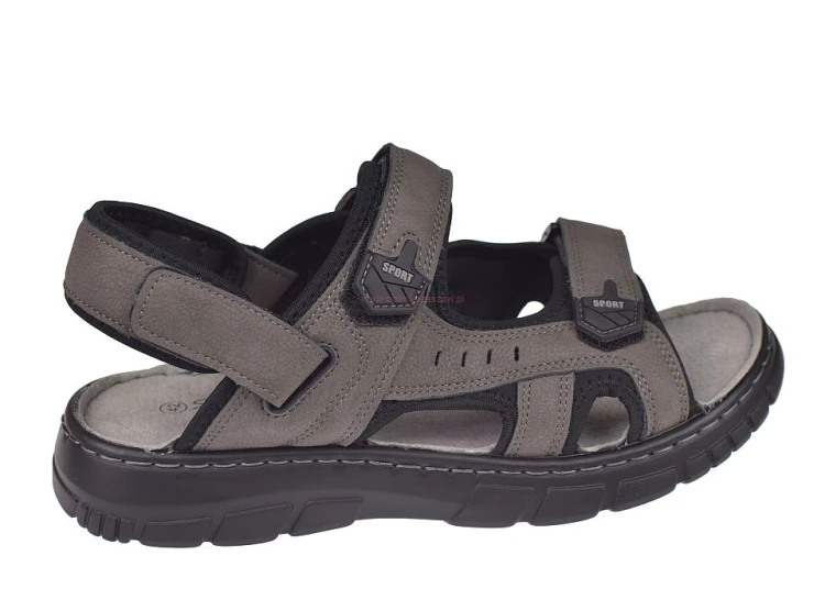 sandały męskie komfortowe skóra wkładka na lato widok z boku