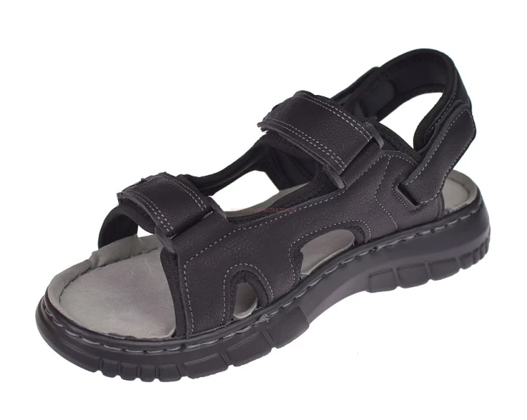 sandały męskie czarne wkładka skórzana anatomico
