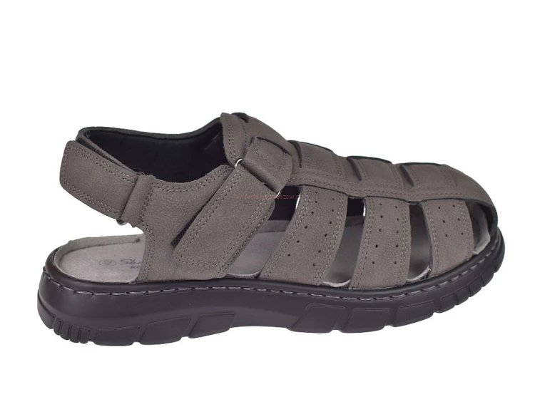 sandały męskie na rzepy szare Skotnicki S-4-1295 bok
