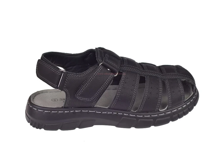 sandały męskie na rzepy Skotnicki czarne widok z boku