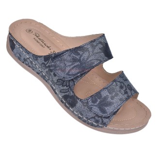 damskie klapki granatowe na rzepy skotnicki koturn