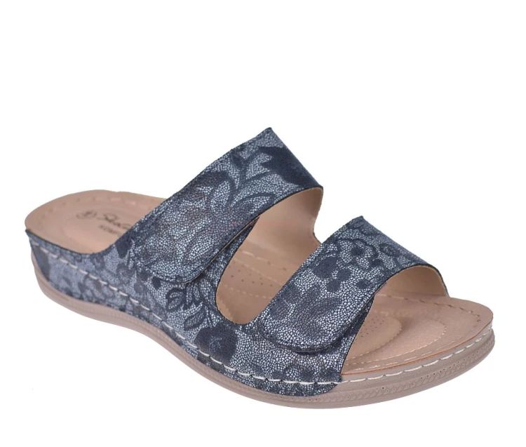 klapki damskie na lato granatowe lekkie koturn