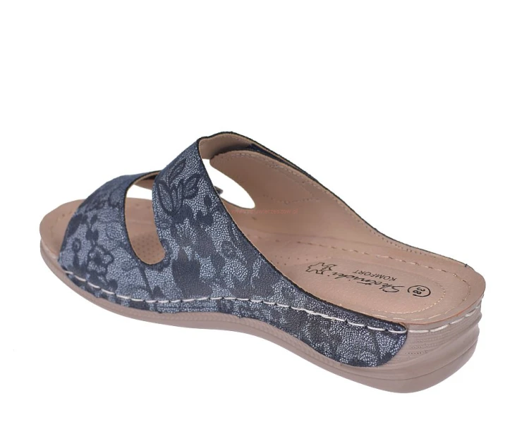 ekkie klapki damskie na platformie granatowe