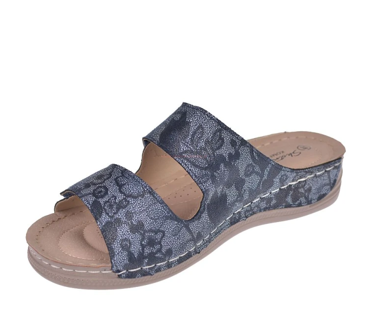 komfortowe klapki damskie na szeroką stopę granatowe