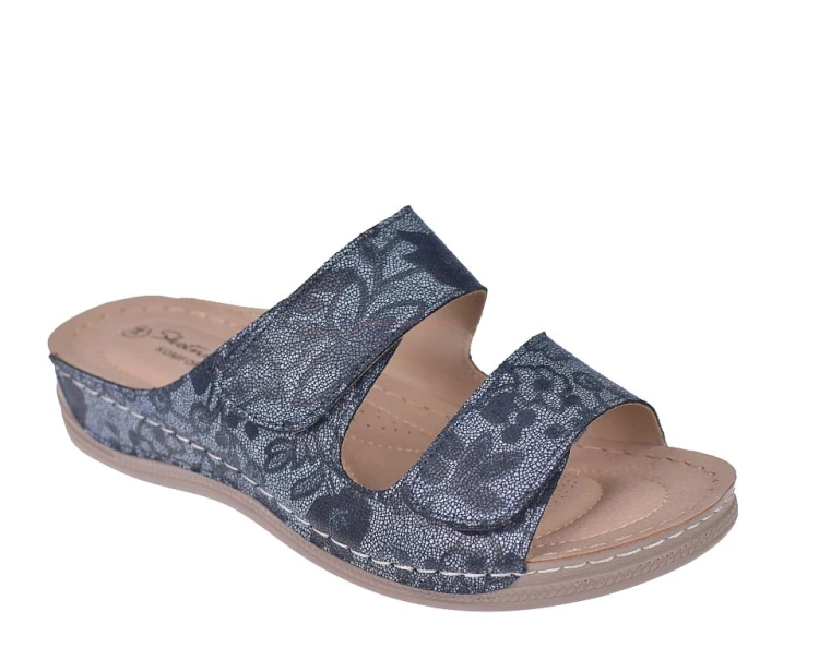 stylowe klapki damskie koturn granatowe skotnicki