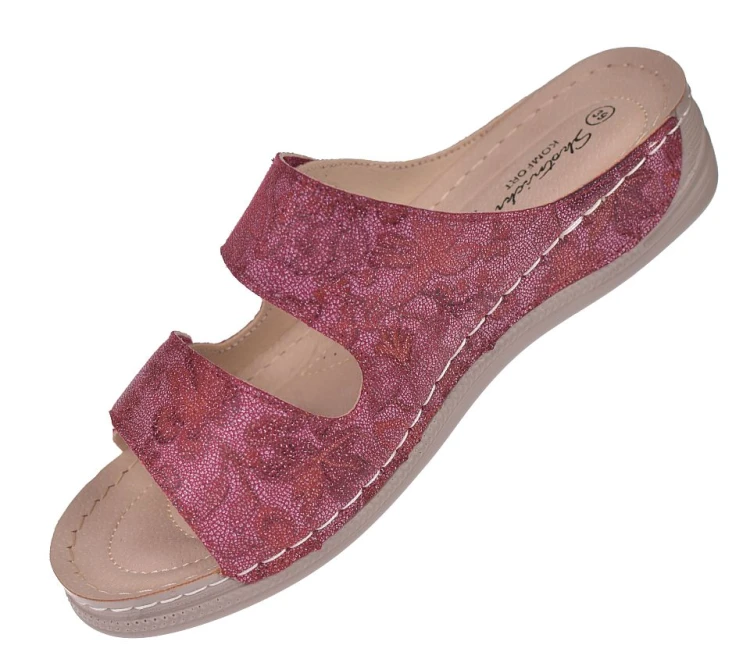 klapki damskie bordowe lekkie na lato