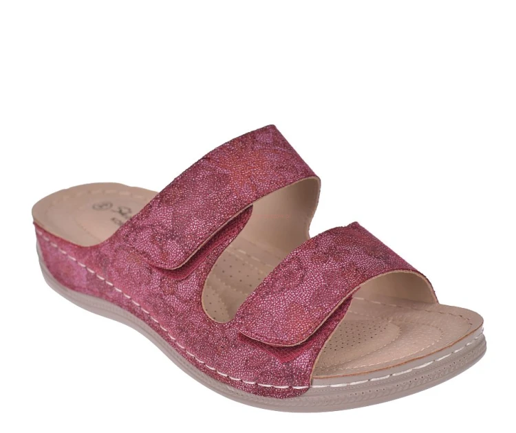 klapki damskie regulowane rzepy bordowe