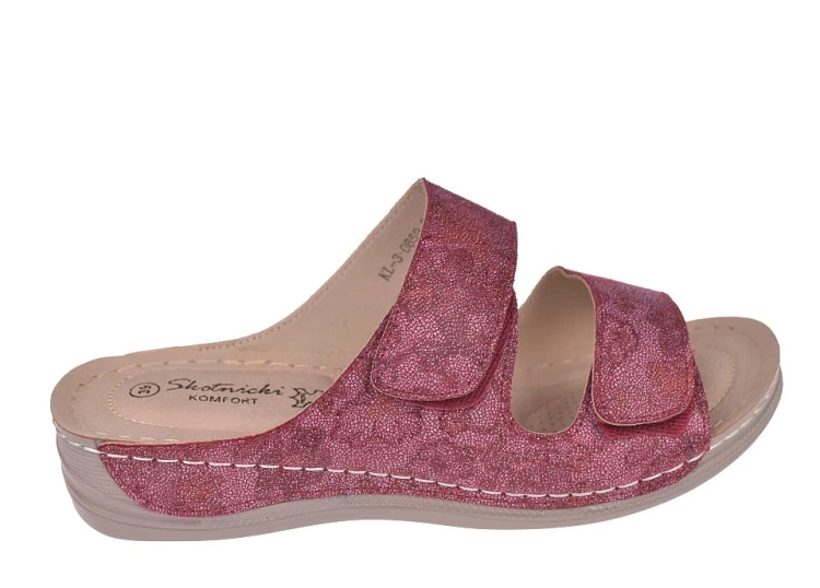 klapki bordowe wzór kwiatowy ażurowe damskie