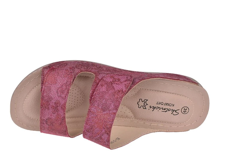 Klapki damskie na rzepy skóra wkładka komfort widok w góry