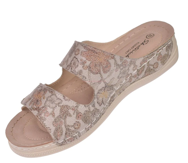 Eleganckie klapki damskie na rzepy letnia koturn