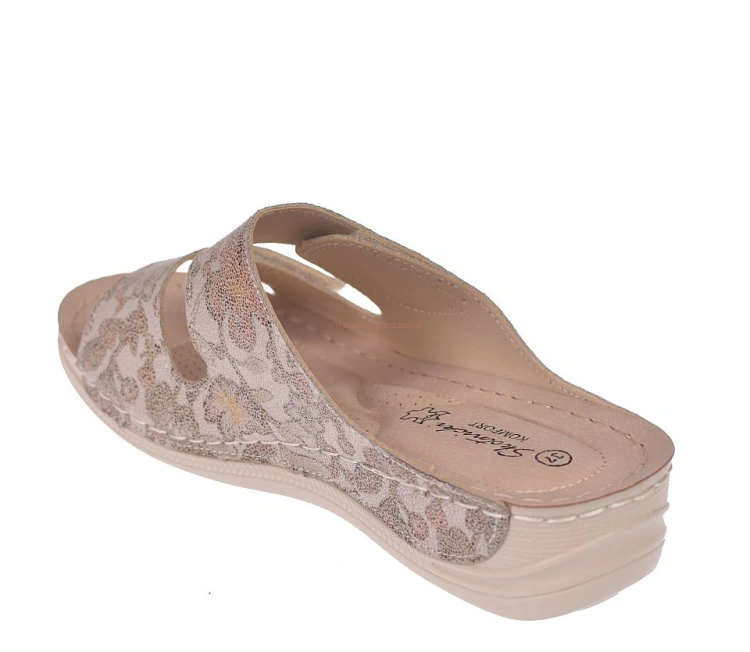 wygodne klapki damskie beżowe skórzana wkładka