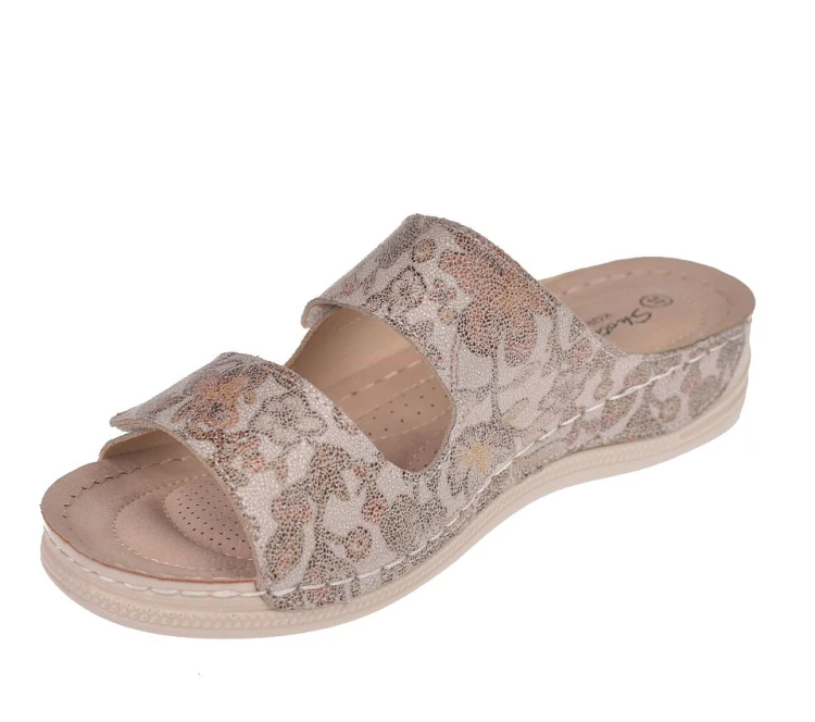 lekkie klapki damskie beżowe na platformie