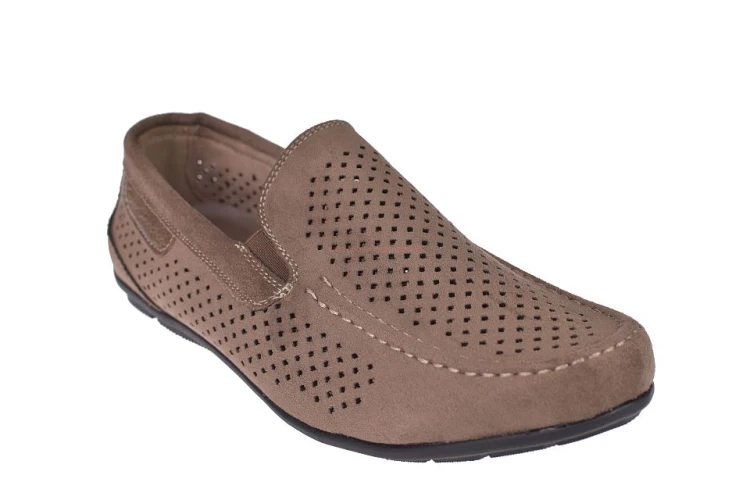 Półbuty męskie brązowe ażurowe, lekka elastyczna podeszwa