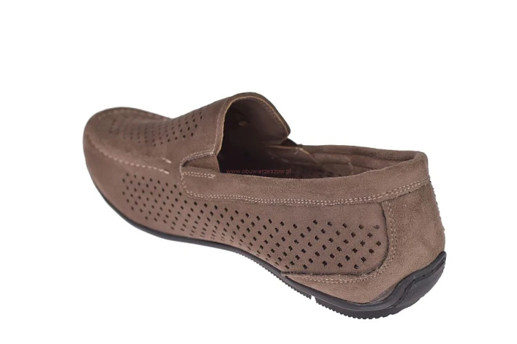 Sandały męskie pełne mokasyny ażurowe brązowe