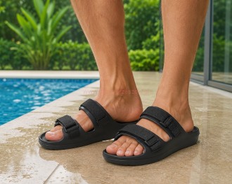 Klapki męskie basenowe na rzepy lekkie pianka EVA pod prysznic na plażę