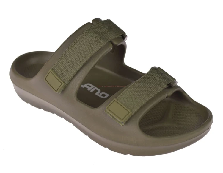 Lano KL-4-0414 klapki męskie na basen khaki lekkie pianka EVA na plażę