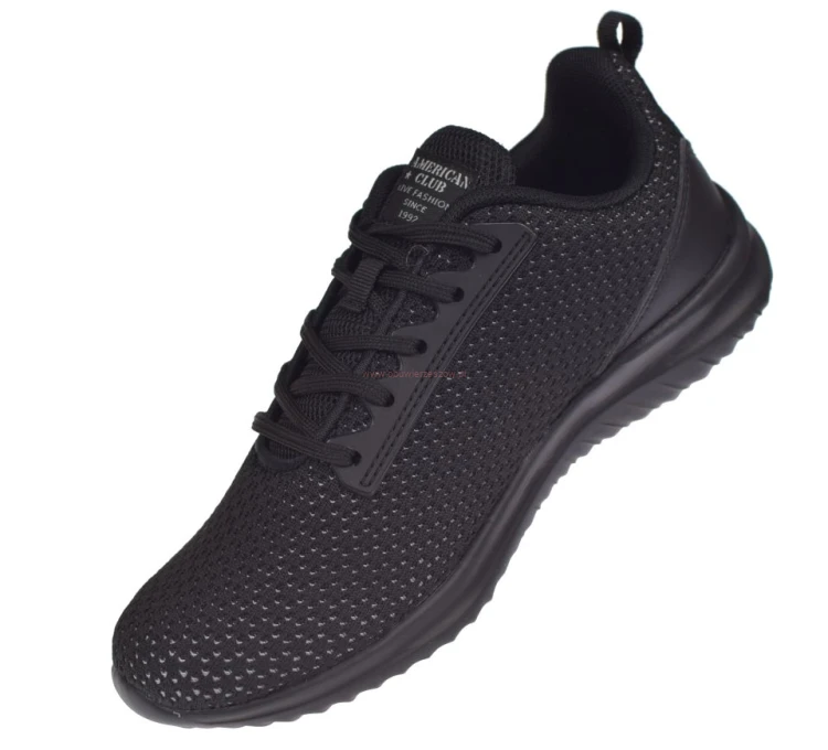 Czarne sneakersy damskie American Club z wkładką Memory Foam