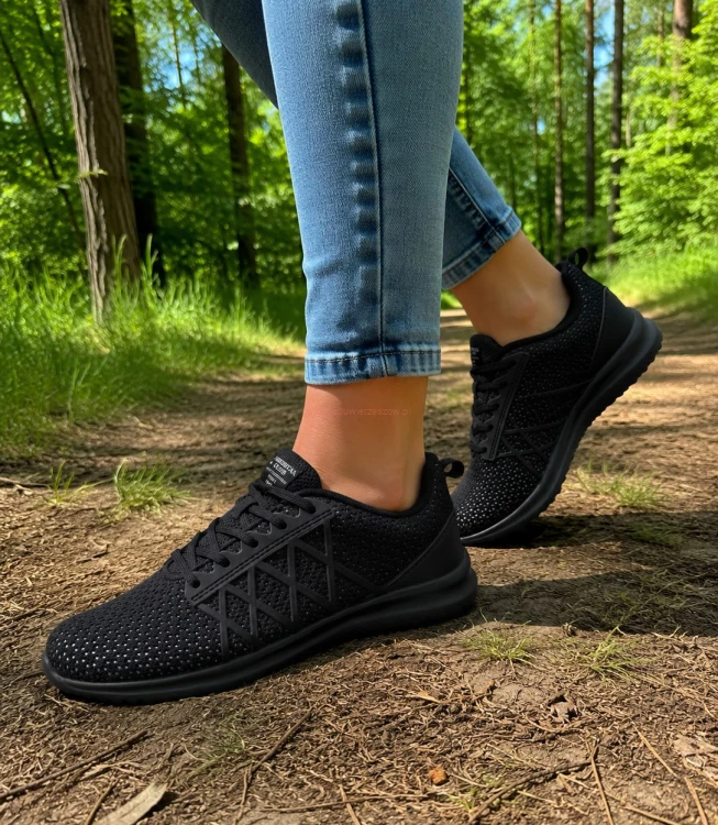 Buty sportowe damskie adidasy siatkowe American HA71/24 czarne fitness