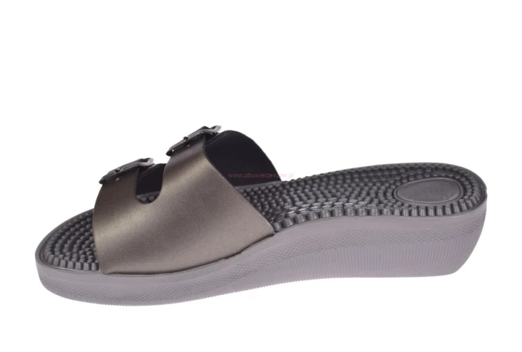 Eleganckie szaro-brązowe klapki masujące damskie Sanitas.