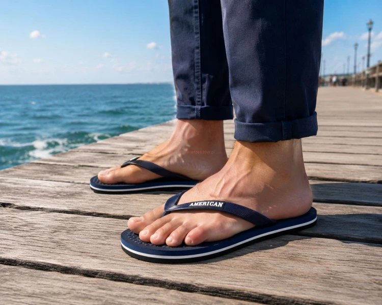 Klapki japonki męskie na basen plażowe American na nogach męskich