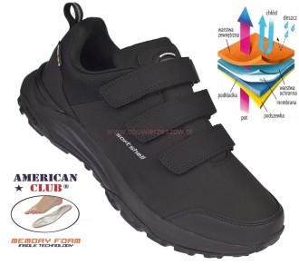 Buty sportowe męskie na rzepy American HL223 czarne przód