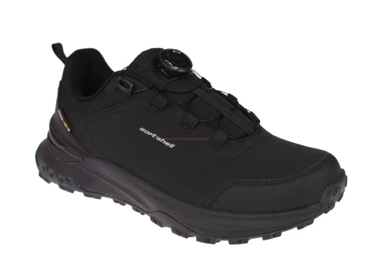 Czarne buty trekkingowe męskie American HL235 bez sznurowania