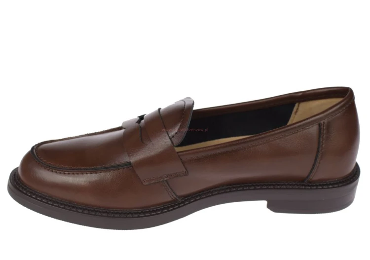 Eleganckie brązowe mokasyny damskie ze skóry naturalnej