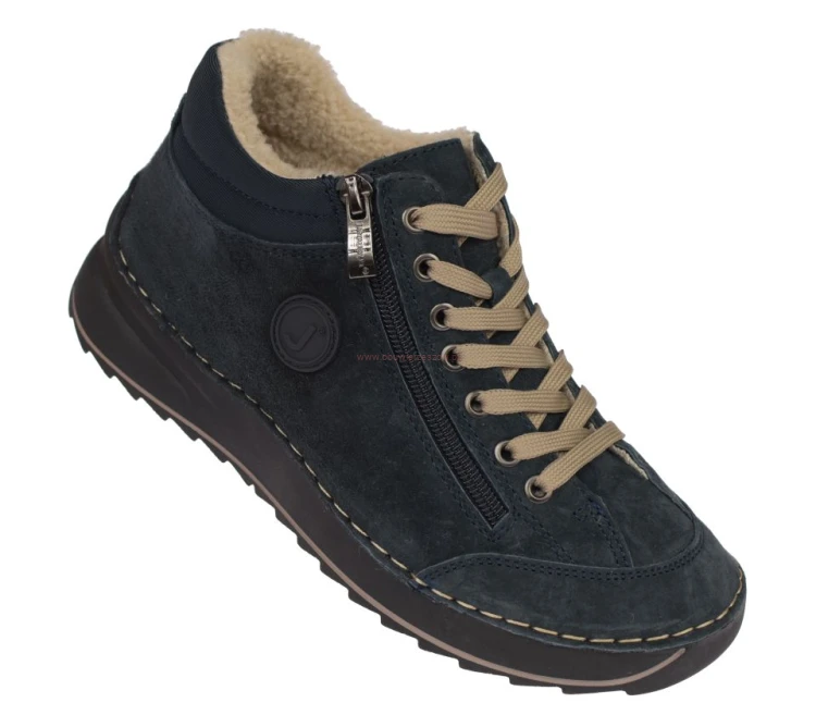 Granatowe damskie buty barefoot JK/B-3-901 ze skóry naturalnej