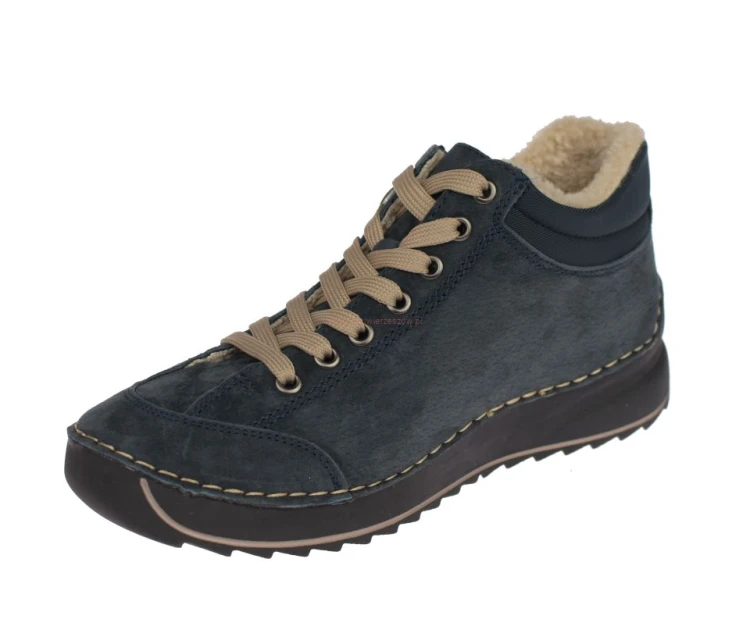 JK/B-3-901 navy granatowe damskie buty skórzane barefoot