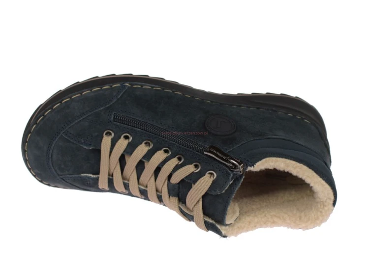 Granatowe skórzane buty barefoot damskie za suwak