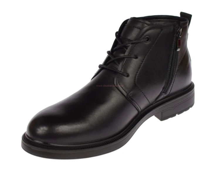 Czarne skórzane buty męskie do garnituru i stylu casual