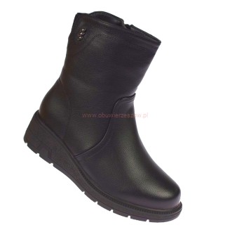 Botki damskie Skotnicki B-3-1398 czarne kozaki na koturnie