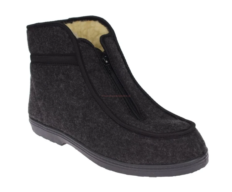 Szare kapcie filcowe z owczą wełną damskie i męskie unisex