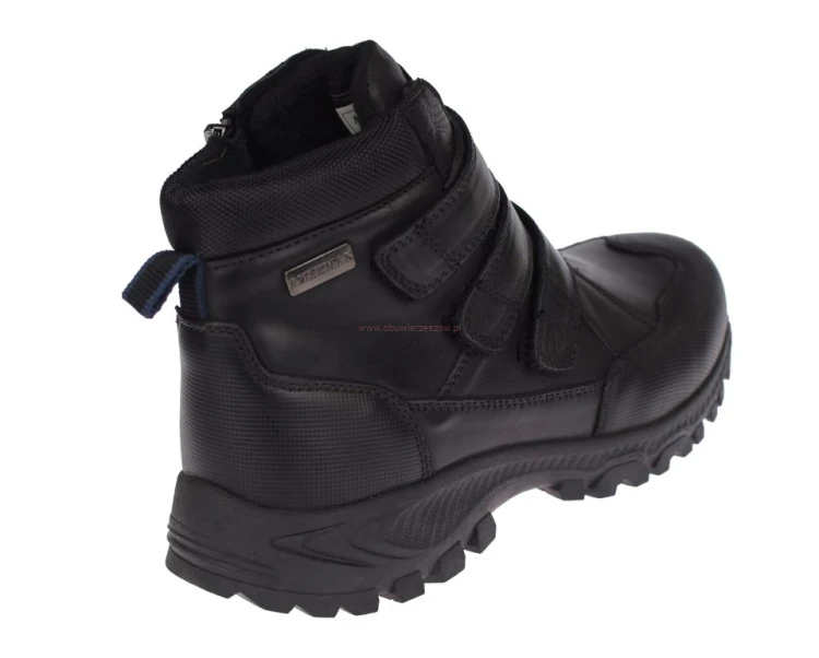 Czarne buty męskie zimowe ze skóry naturalnej American Club CY209